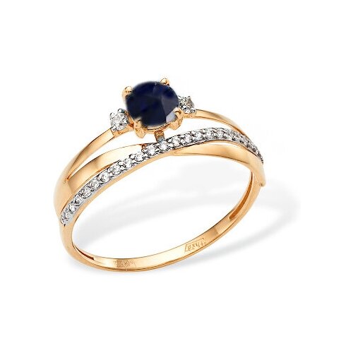 фото Золотое кольцо с наносапфиром и фианитами vorobyeva