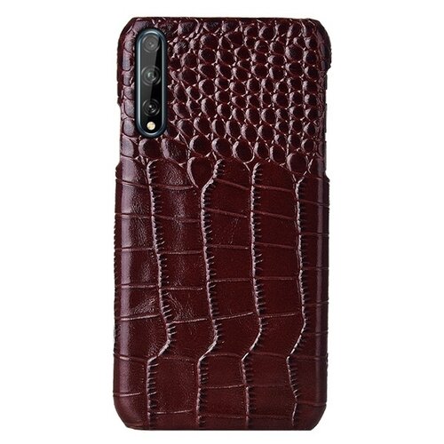 фото Чехол-панель-крышка экзотическая с фактурной отделкой натуральной кожи крокодила кофейного цвета для huawei enjoy 10s / huawei y8p (aqm-lx1) mypads