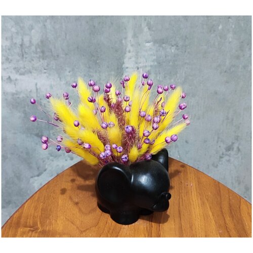 Сухоцветы в бетонном кашпо