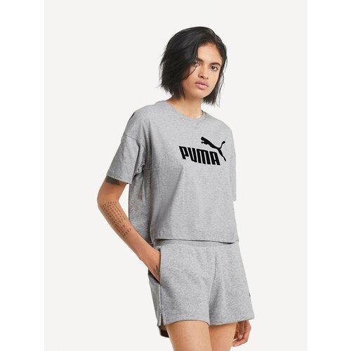 фото Топ puma essentials logo cropped women's tee, размер l, серый