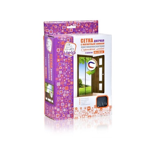 фото Сетка-штора на дверь противомоскитная с магнитным замком "help" с крепежной лентой