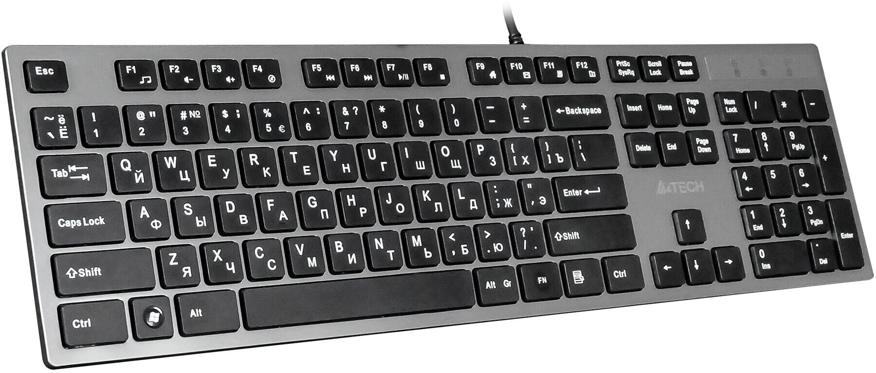 Клавиатура A4Tech KV-300H серая/черная, USB, slim — фото 1