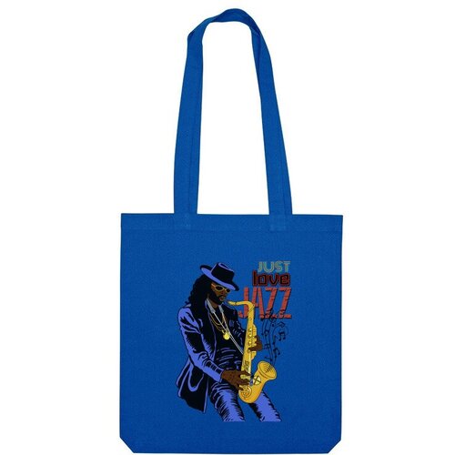 мужская футболка jazz музыкант джаз саксофон s черный Сумка шоппер Us Basic, синий