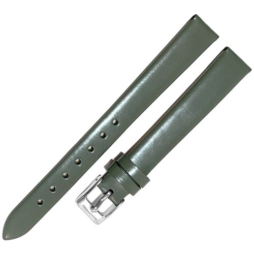 фото Ремешок 2131-123-102 серо зеленый кожаный ремень для женских наручных часов из натуральной кожи 12 х10 мм l длинный мила
