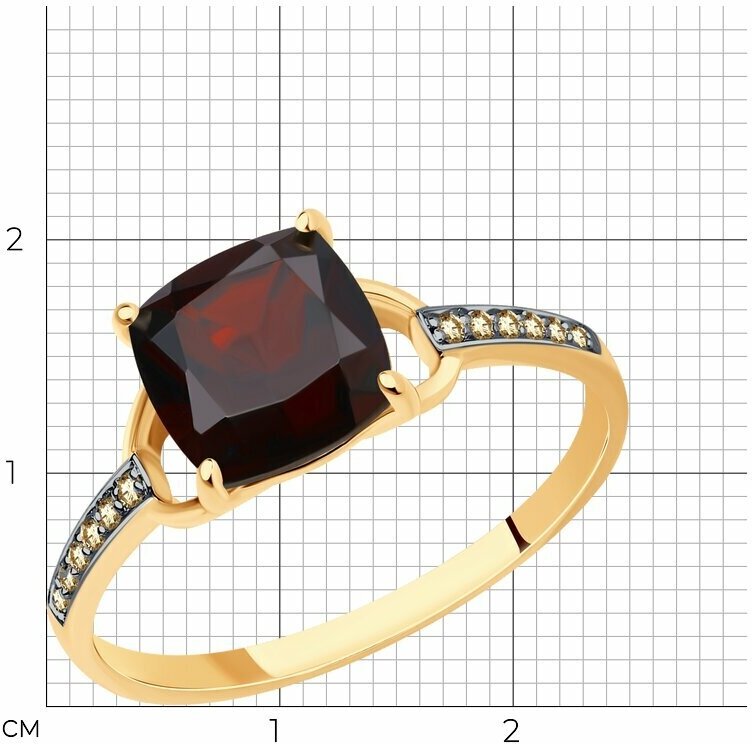 Кольцо SOKOLOV, красное золото, 585 проба, бриллиант, гранат