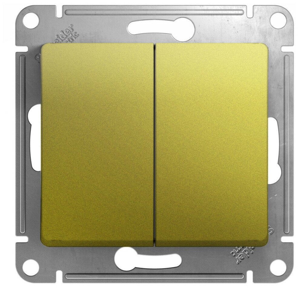 Glossa GSL001065 Переключатель двухклавишный (10 А, под рамку, с/у, фисташковый) Schneider Electric - фото №1