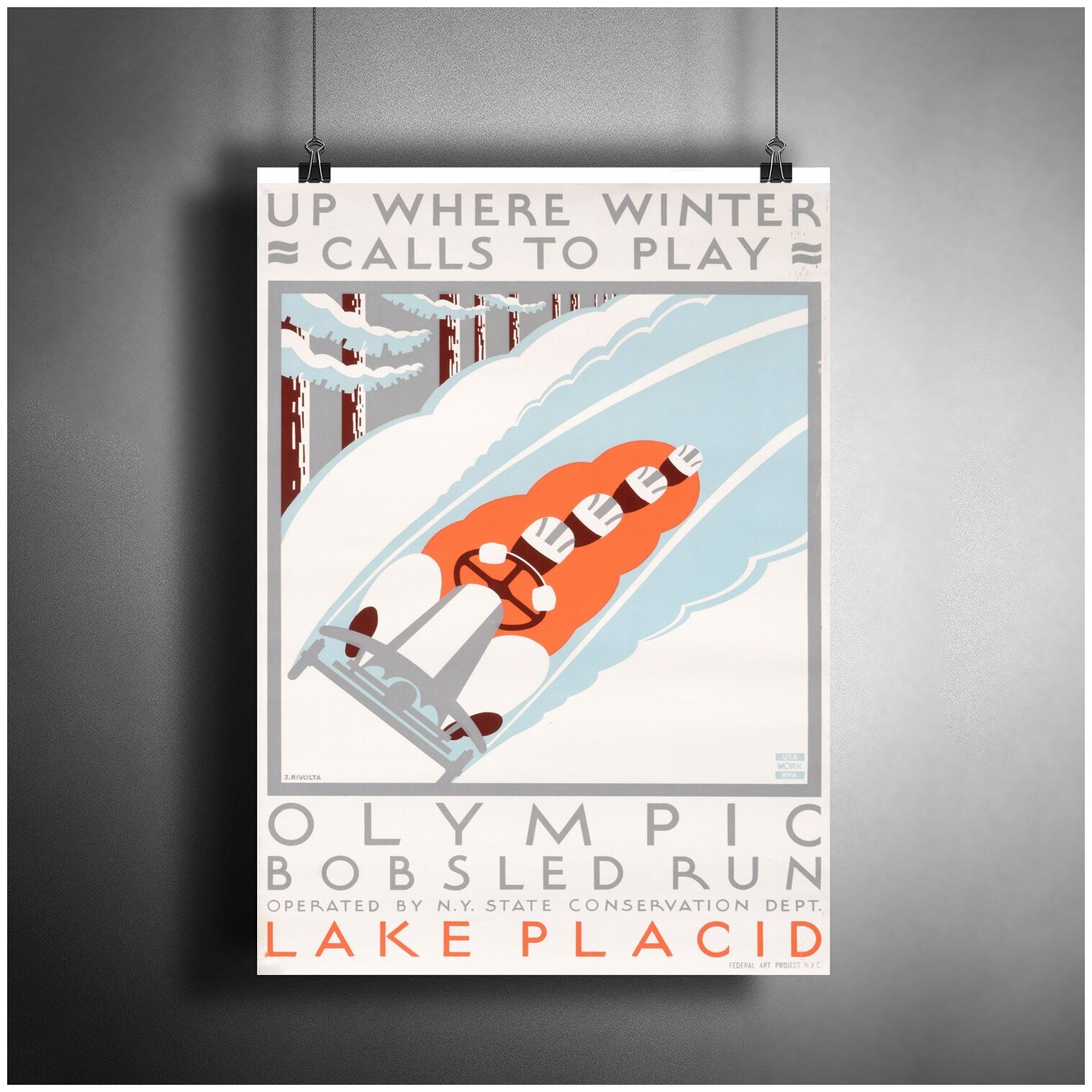 Постер плакат для интерьера "Зимний олимпийский вид спорта: Бобслей"/ Декор дома офиса комнаты A3 (297 x 420 мм)