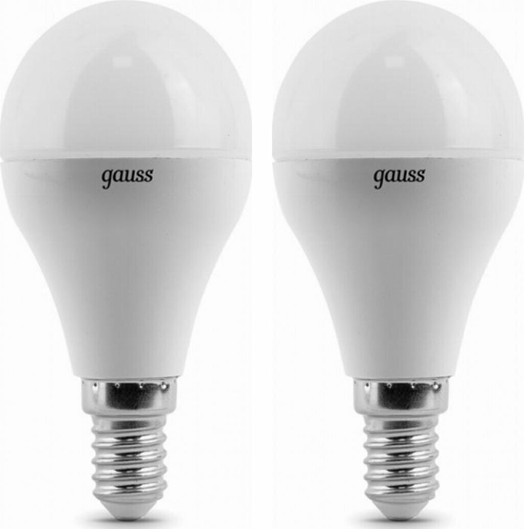 Светодиодная лампа Gauss Black 6.5W эквивалент 60W 2700K 520Лм E14 шар (комплект из 2 шт.)