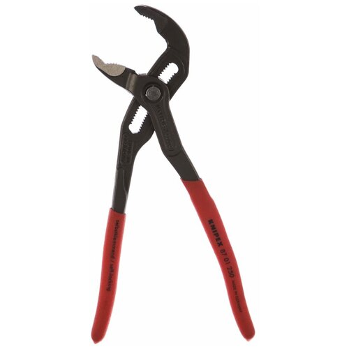 фото Клещи переставные сантехнические с фиксатором knipex kn-8701250, 50 мм (2"), под ключ 46 мм, l-250 мм, cr-v, серые, обливные рукоятки