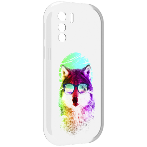 Чехол MyPads радужный волк детский для UleFone Note 13P задняя-панель-накладка-бампер