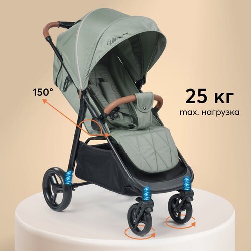 Прогулочная коляска Happy Baby Ultima V2 X4, Olive, цвет шасси: черный