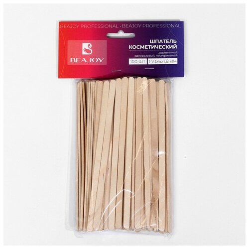 Шпатель деревянный BEAJOY, косметический, нестерильный, 140*6*1,8, 100 шт.
