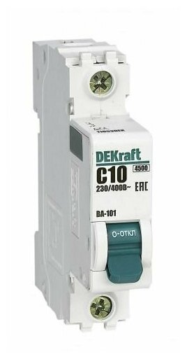 Автоматический выключатель 1Р 10А (C) 4,5кА, DEKraft (комплект 2шт) - фотография № 3