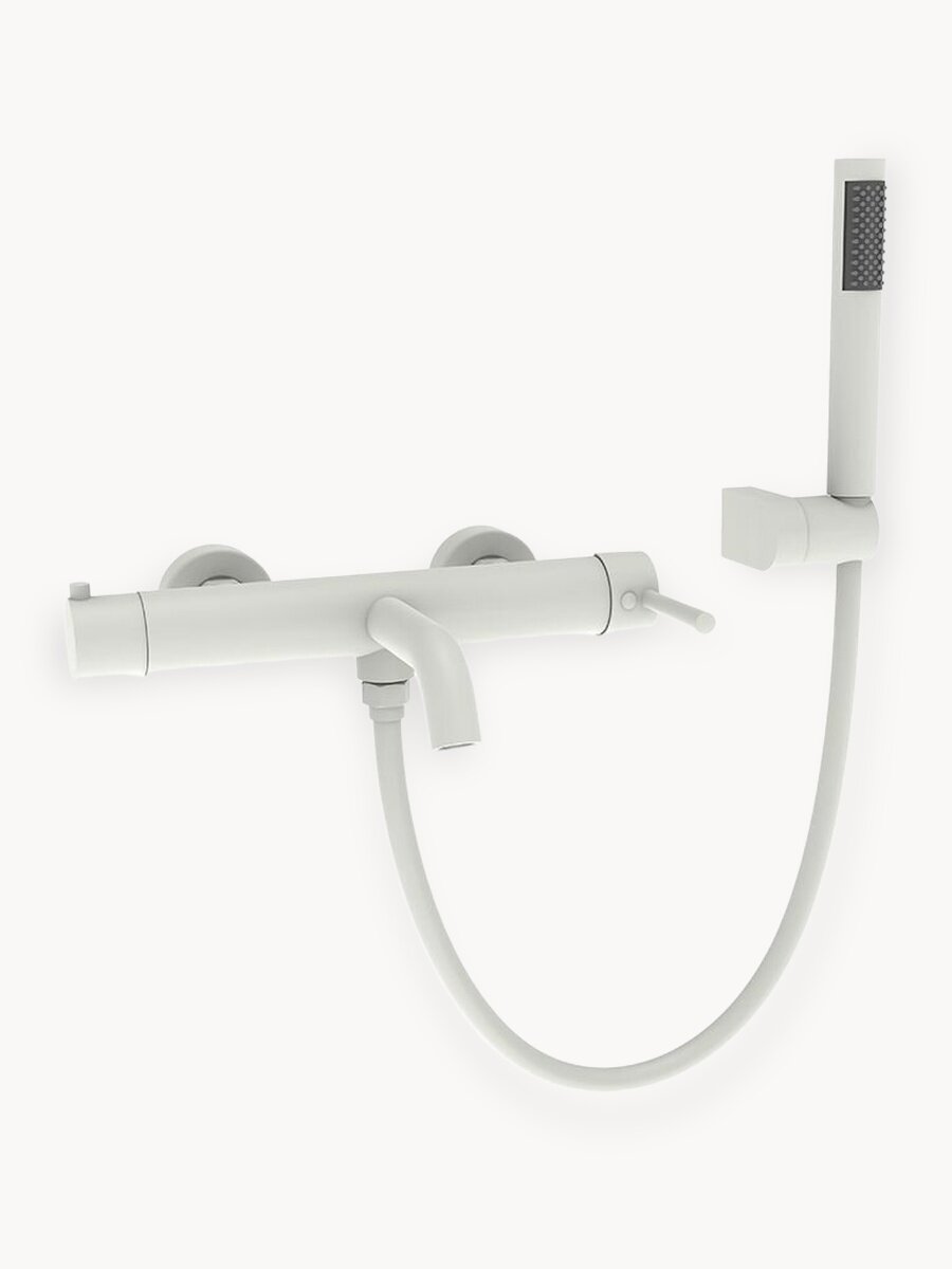 Смеситель для ванны с душем настенный AVS Slimmer, белый матовый, латунь