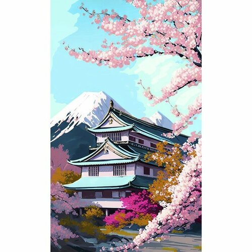 Картина по номерам панно Цветение сакуры, 30 х 50 см