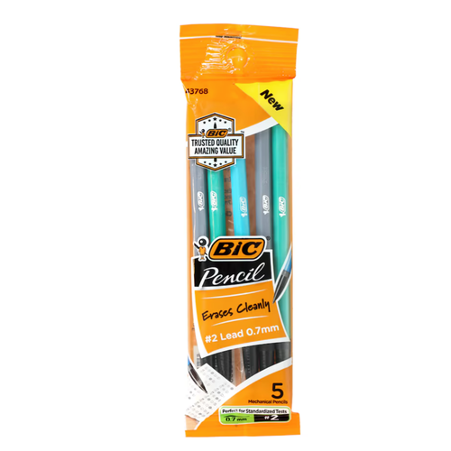 фото Bic механические карандаши с ластиками, средняя жесткость 0,7 мм, 5 шт