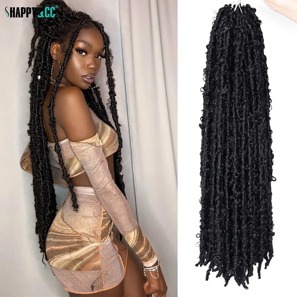 Синтетические локоны-бабочки HAPPY&CC 18 24 36 дюймов, 1B, 18 дюймов, 7Pcs(70Strands)