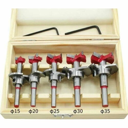 Набор сверл форстнера с регулируемым ограничителем 5 шт в кейсе 1520253035 мм Genler 25054 3678₽