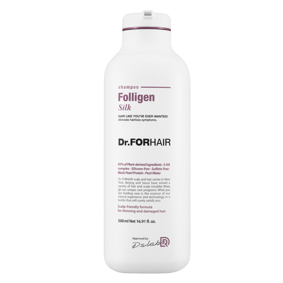 Бессульфатный шампунь для сухих, пористых и поврежденных волос Dr. Forhair Folligen Silk Shampoo, 500 мл