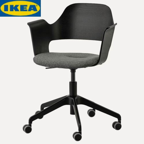 Изображение товара FJALLBERGET IKEA Офисный стул, конференц-стул на колесиках, ясеневый шпон, черный цвет/Гуннаред темно-серый
