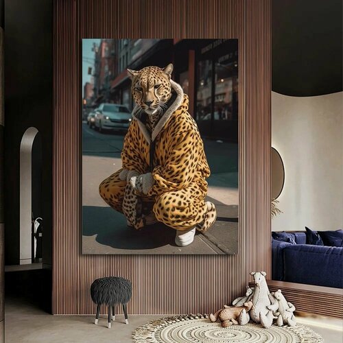 Изображение товара Картина "Леопард", поп-арт, 50x70 см, на подрамнике, холст, дерево