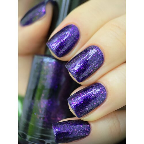 фото Лак для ногтей без лампы синий с глиттером - grattol color nail polish andromeda, 9 мл