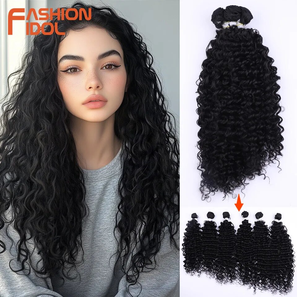 FASHION IDOL Глубокая волна синтетические пучки волос ombre коричневый 6 шт. # 1Б