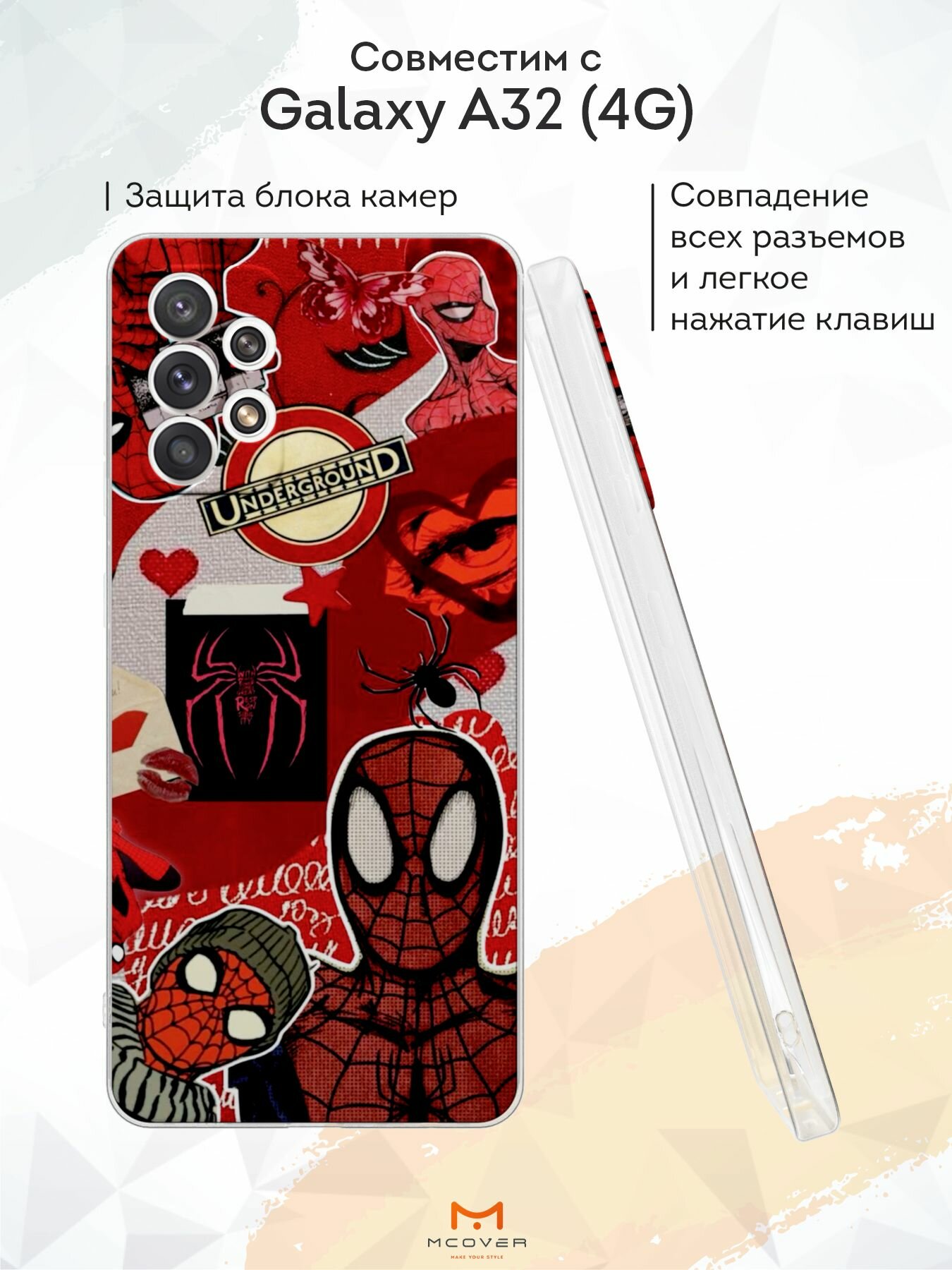 Силиконовый чехол Mcover для Galaxy A32 (Галакси А32), Человек, но паук