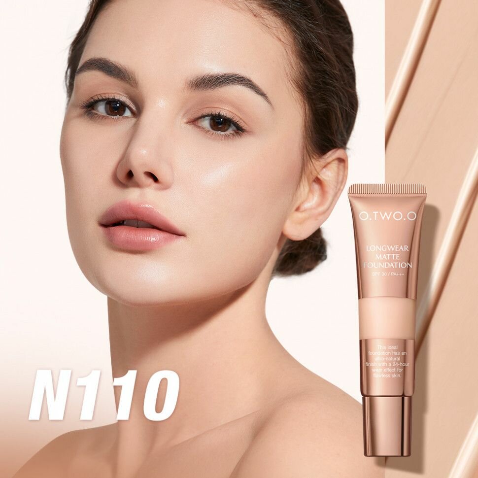 O.TWO.O, Консилер Long Wear Matte Finish Liquid Foundation, в оттенке 110 (Натуральный Бежевый), 30ml