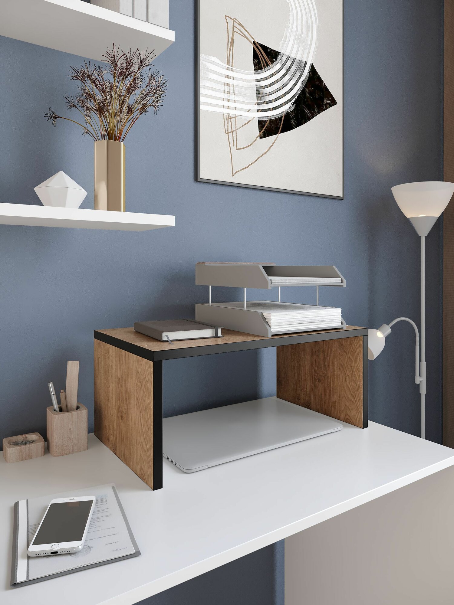 Настольная полка "Философия уюта" для кухни, для СВЧ, ЛДСП дуб вотан — фото 1