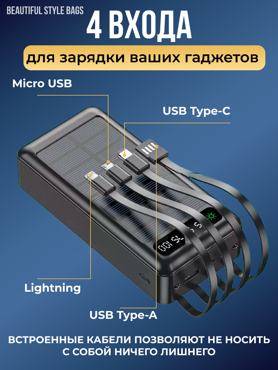 Портативный аккумулятор с солнечной батареей для iPhone, Android и Windows — фото 1