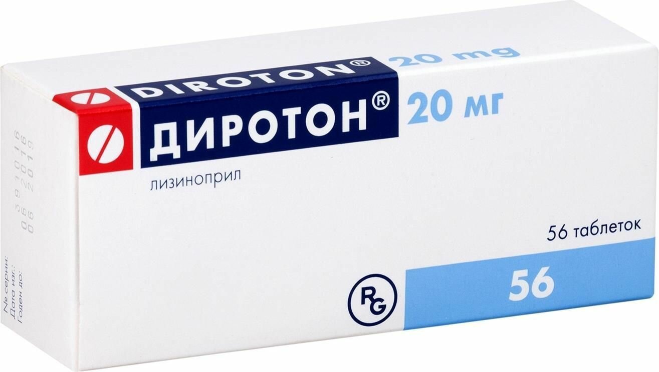 Диротон, таблетки 20 мг, 56 шт.