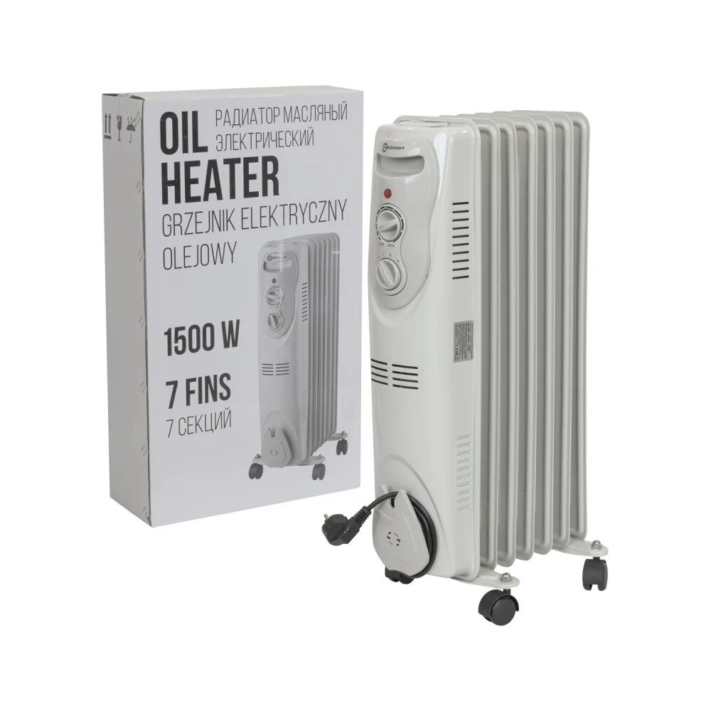 Forcekraft Радиатор масляный электрический (220-240v,50/60гц,1500вт,7 секций 15x58см,3 режима нагрева, защ. от перегрева,33x24x62.5см) fk-yl-b08-7 52330 FK-YL-B08-7(52330)