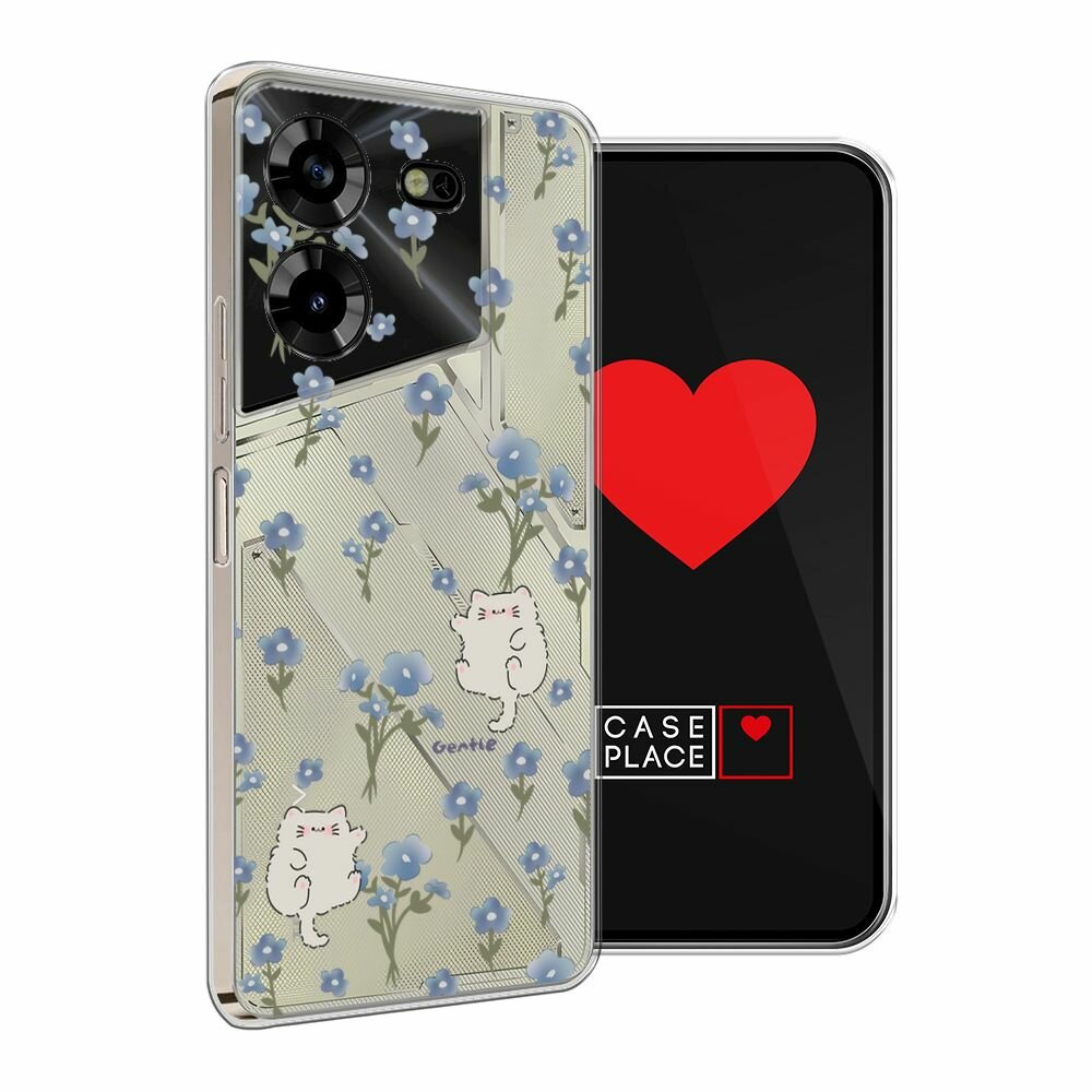 Чехол на Tecno Pova 5 / Техно Пова 5 с принтом "Gentle cats", прозрачный — фото 1