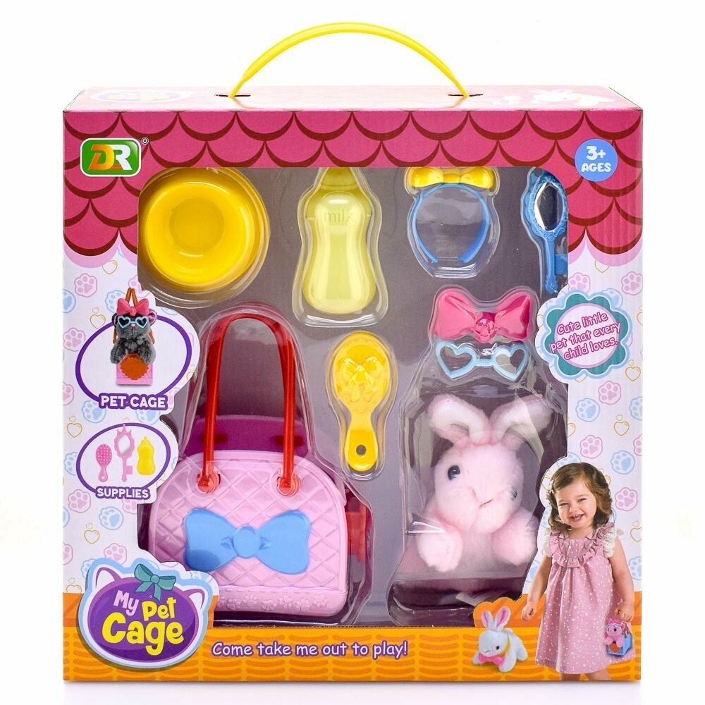 Игровой набор с питомцем-кроликом, сумка, аксессуары, для девочек 3+ — фото 1