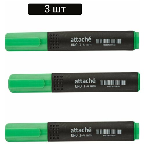 Маркер текстовыделитель Attache Economy Uno,1-4мм, зеленый 3 штуки маркер текстовыделитель attache economy uno 1 4мм розовый 10 штуки