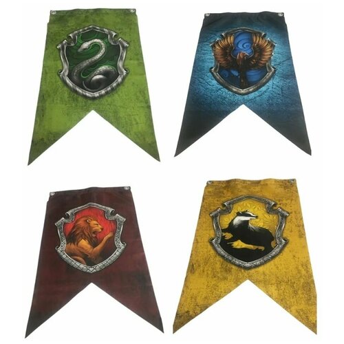 Флаги факультетов Слизерин Когтевран Гриффиндор Пуффендуй из Гарри Поттера в комплекте 2080₽