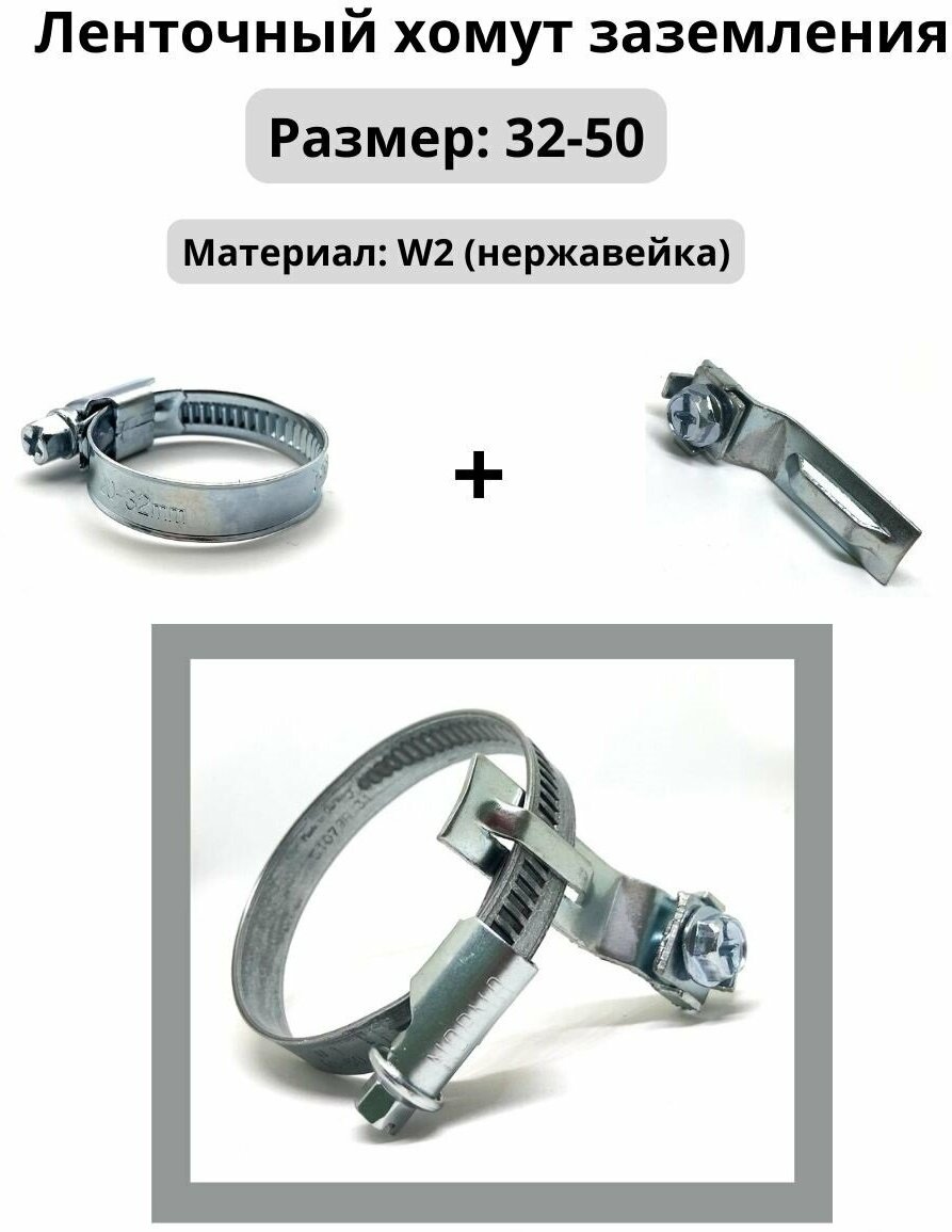 фото Ленточный хомут заземления 32-50, 1шт