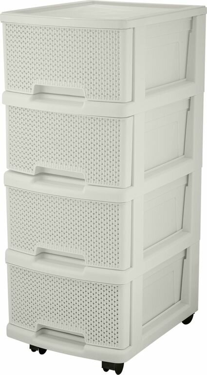 фото Комод четырехсекционный на колесах Keeplex Ajur, 37 x 30 x 69 см, бежевый топаз