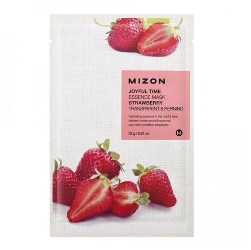 MIZON Тканевая маска для лица с экстрактом клубники Joyful Time Essence Mask Strawberry, 23 мл, 1 шт