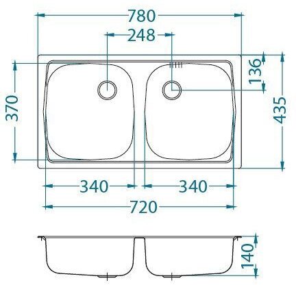 Мойка ALVEUS BASIC 160 LEI-90 780X435 в комплекте с сифоном - фотография № 13