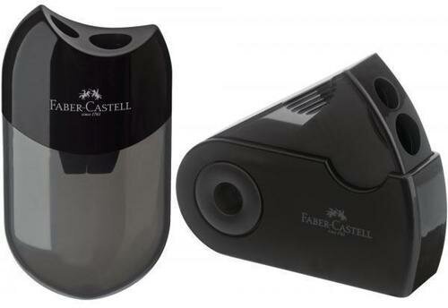Точилка Faber-castell пластиковая 2 отверстия, контейнер, черная