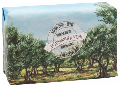Туалетное парфюмированное мыло: оливковые поля в бумажной упаковке 200гр. (La Savonnerie de Nyons, Франция)