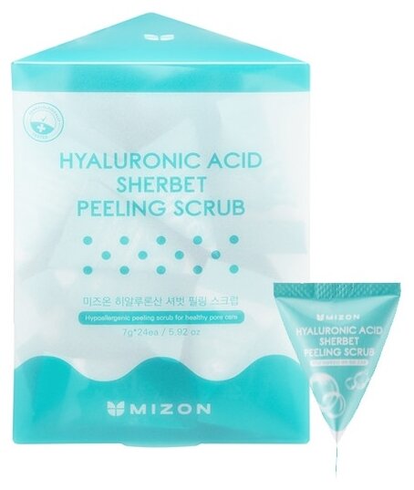 Гиалуроновый скраб в пирамидках Mizon Hyaluronic Sherbet Peeling Scrub7 мл *24 шт