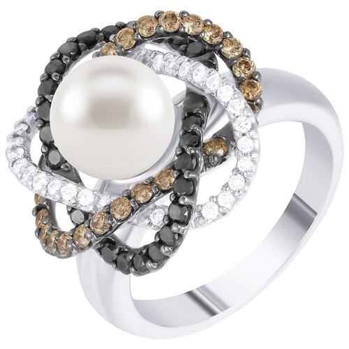 фото Jv кольцо из белого золота 585 пробы с жемчугом и бриллиантами r36983a1-ko-db-dn-ww-wg, размер 17