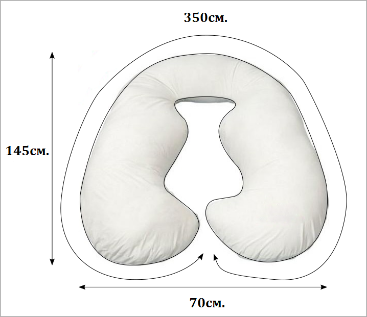 Подушка-обнимашка для беременных "Мастерская снов" U8-350 с наволочкой Бело-серый звездопад + подушечка для малыша