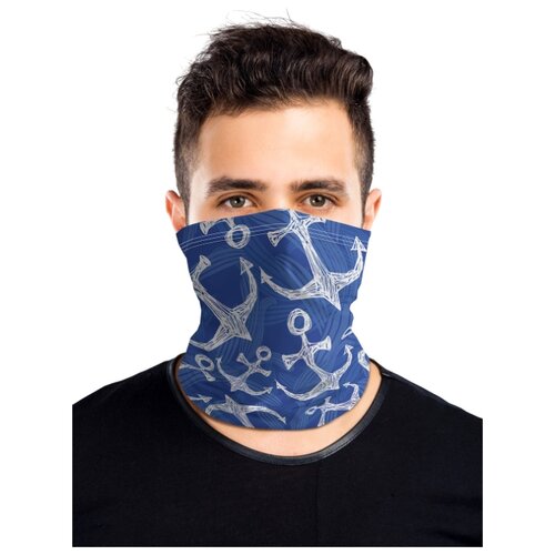 фото Универсальный бафф маска "морские узоры с якорями" joyarty