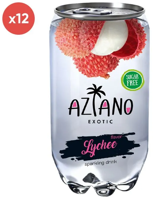 Напиток газированный Aziano Sparkling Lychee (Личи) 0.350 л упаковка 12 штук - фотография № 2