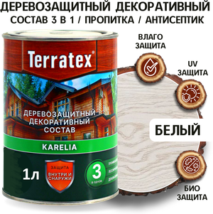 Терратекс Деревозащитный декоративный состав Белый Terratex 0,75кг / 1л /14 ЭК000136986