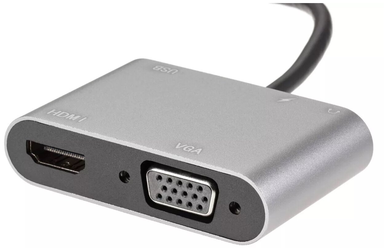 Адаптер USB Type-Cm-->VGA, HDMI 4k*30Hz, USB3.0, PD, Audio, iOpen (Aopen/Qust)<ACU4511> VCOM Адаптер-переходник AOpen/Qust USB 3.1 Type C M/HDMI F/VGA F/USB 3.0 Type A F/Jack 3.5 mm F (ACU4511) - фото №6
